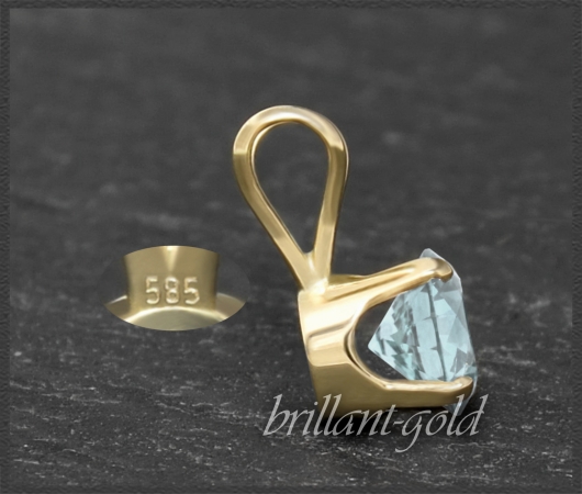 Anhänger 585 Gold Aquamarin hellblau, 4,5,6,7mm